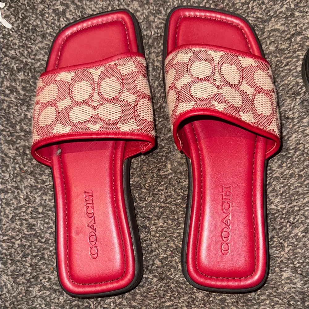 Coach Red and Cream Slide Sandals *NEW*